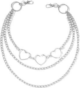 1PCS Three Layer Minimalist Style Heart-shaped Alloy Pants Waist Chain