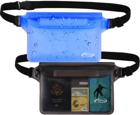 AiRunTech Waterproof Pouch with Waist Strap (2 Pack) | Beach Accessories Best Way to Keep Your Phone and Valuables Safe and Dry | Perfect for Boating Swimming Snorkeling Kayaking Beach Pool
