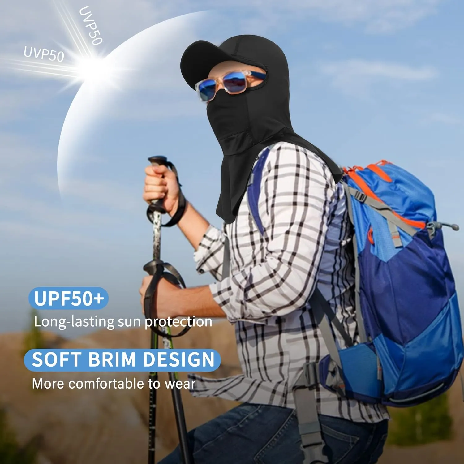 AIWOLU Balaclava Full Face Mask Summer for Sun Protection Breathable Long Neck Covers for Men Women Cycling Fishing