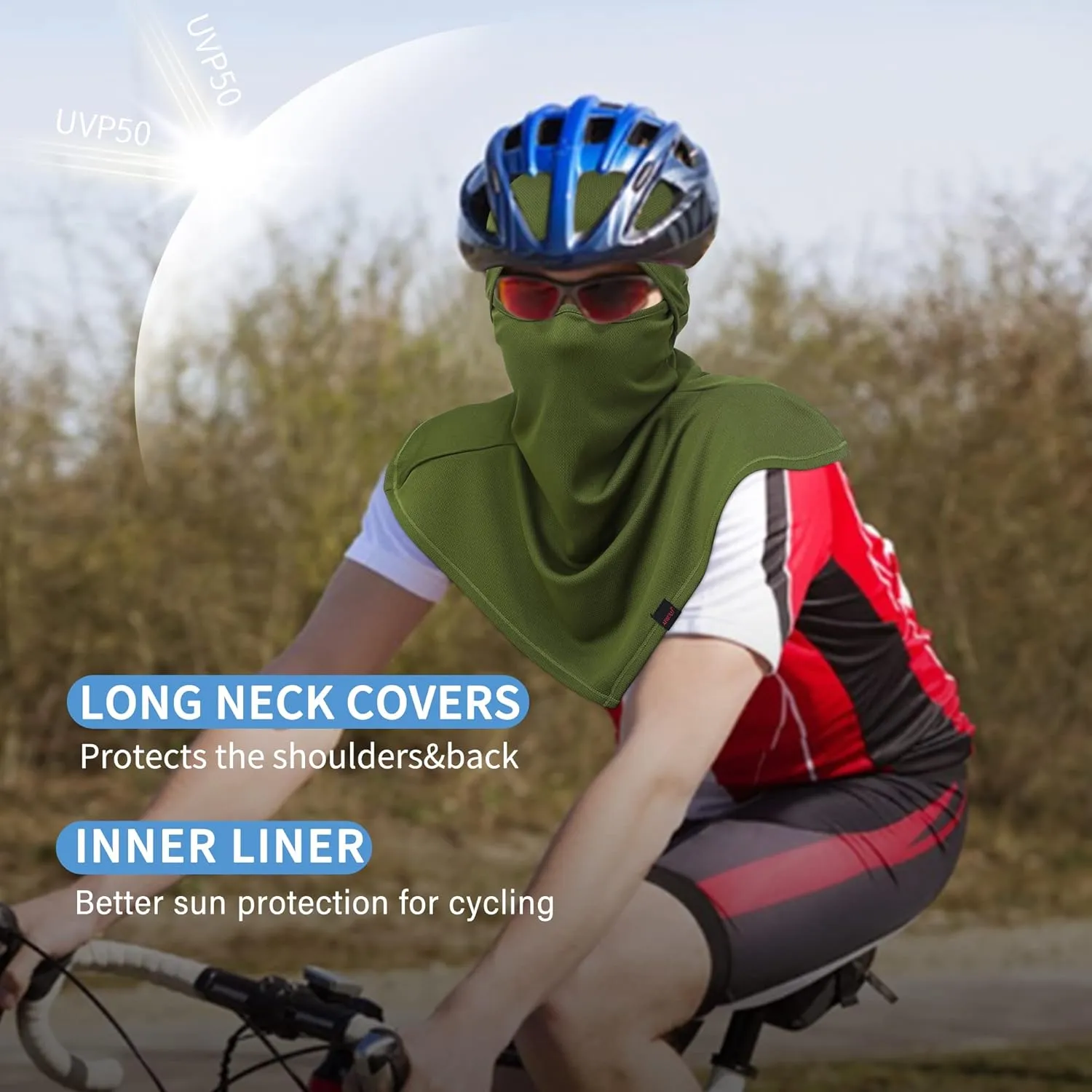 AIWOLU Balaclava Full Face Mask Summer for Sun Protection Breathable Long Neck Covers for Men Women Cycling Fishing