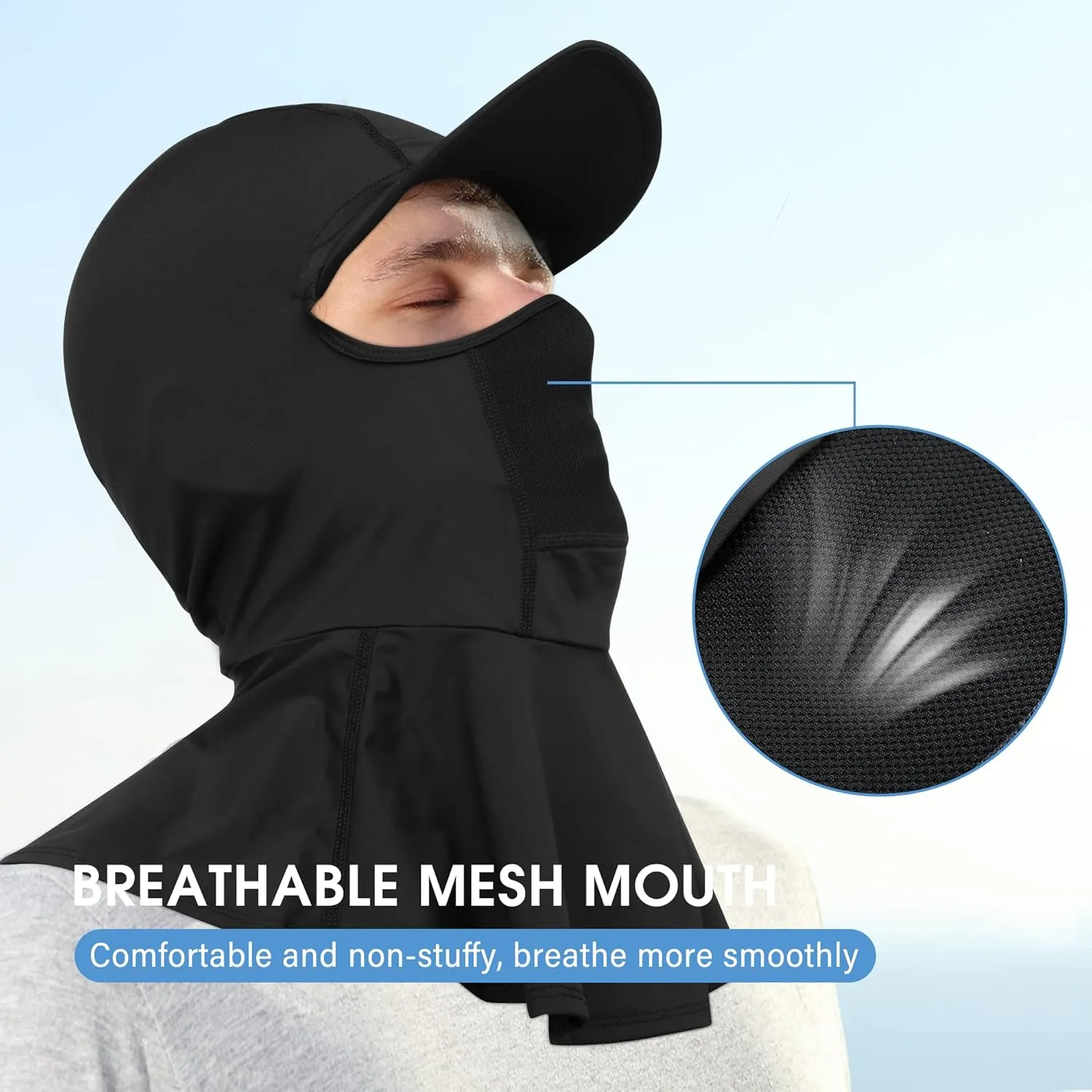 AIWOLU Balaclava Full Face Mask Summer for Sun Protection Breathable Long Neck Covers for Men Women Cycling Fishing