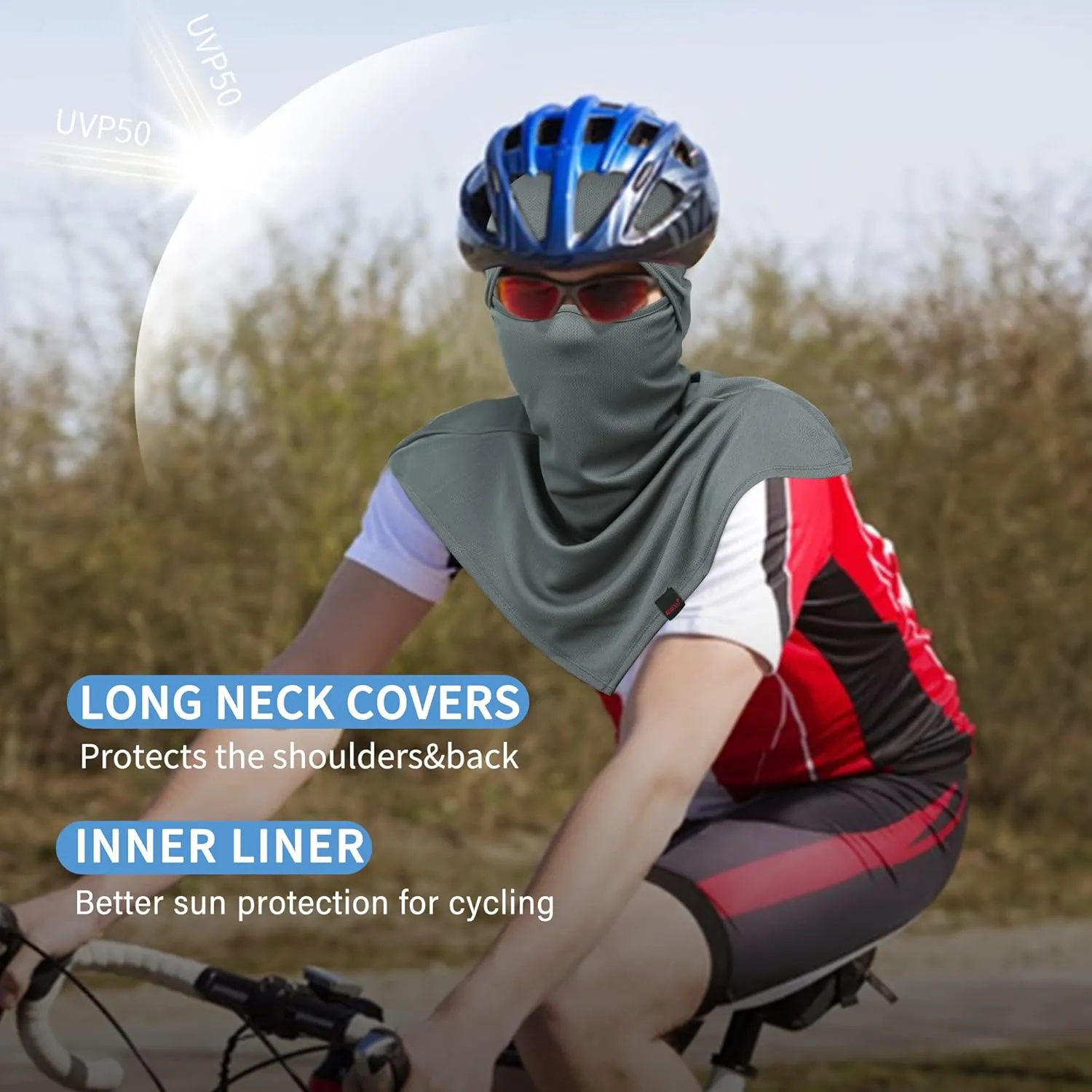 AIWOLU Balaclava Full Face Mask Summer for Sun Protection Breathable Long Neck Covers for Men Women Cycling Fishing