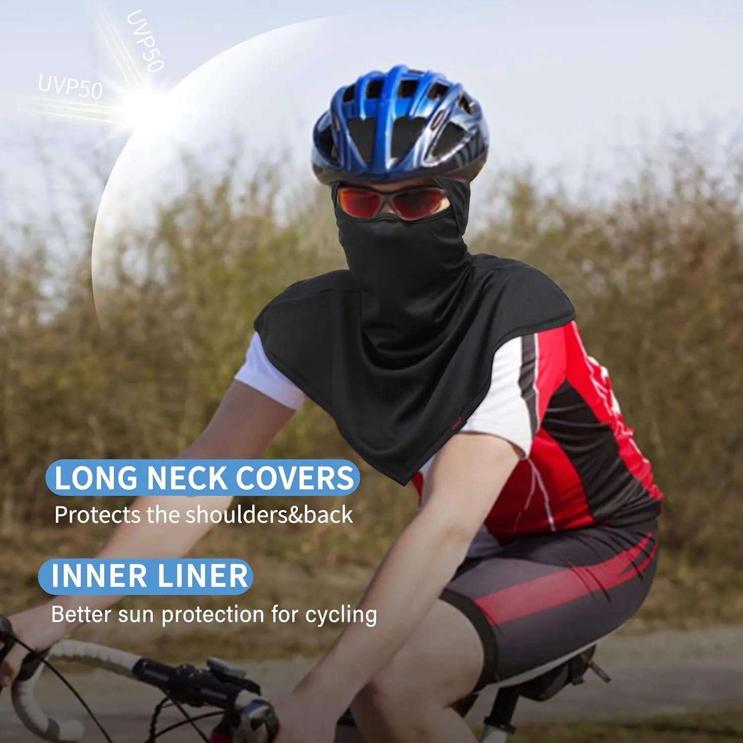 AIWOLU Balaclava Full Face Mask Summer for Sun Protection Breathable Long Neck Covers for Men Women Cycling Fishing