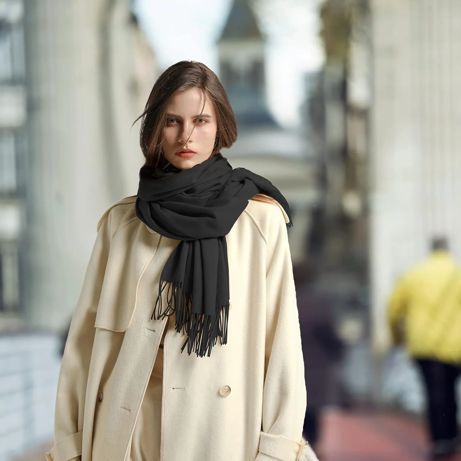 Anboor Women Scarf Pashmina Shawls Wraps with Tassel for Evening Dresses Winter Scarf Soft Cashmere Feel Large Scarves