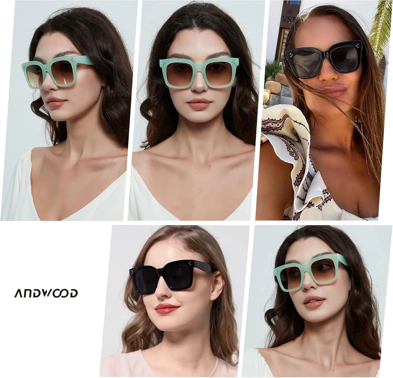 ANDWOOD Oversized Sunglasses for Women Big Large Square Wide Frame Shades Retro Trendy Fashion UV Protection