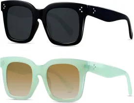 ANDWOOD Oversized Sunglasses for Women Big Large Square Wide Frame Shades Retro Trendy Fashion UV Protection