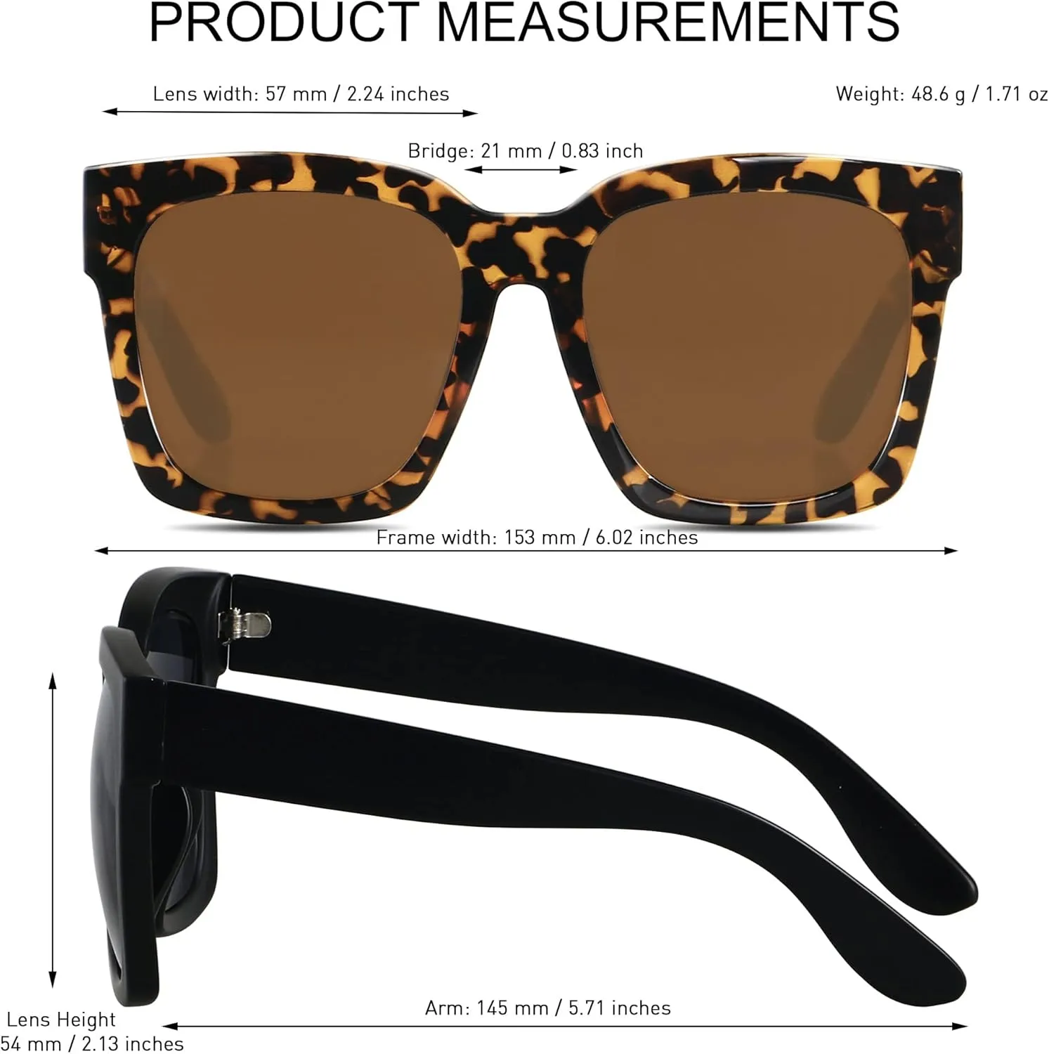 ANDWOOD Oversized Sunglasses for Women Big Large Square Wide Frame Shades Retro Trendy Fashion UV Protection