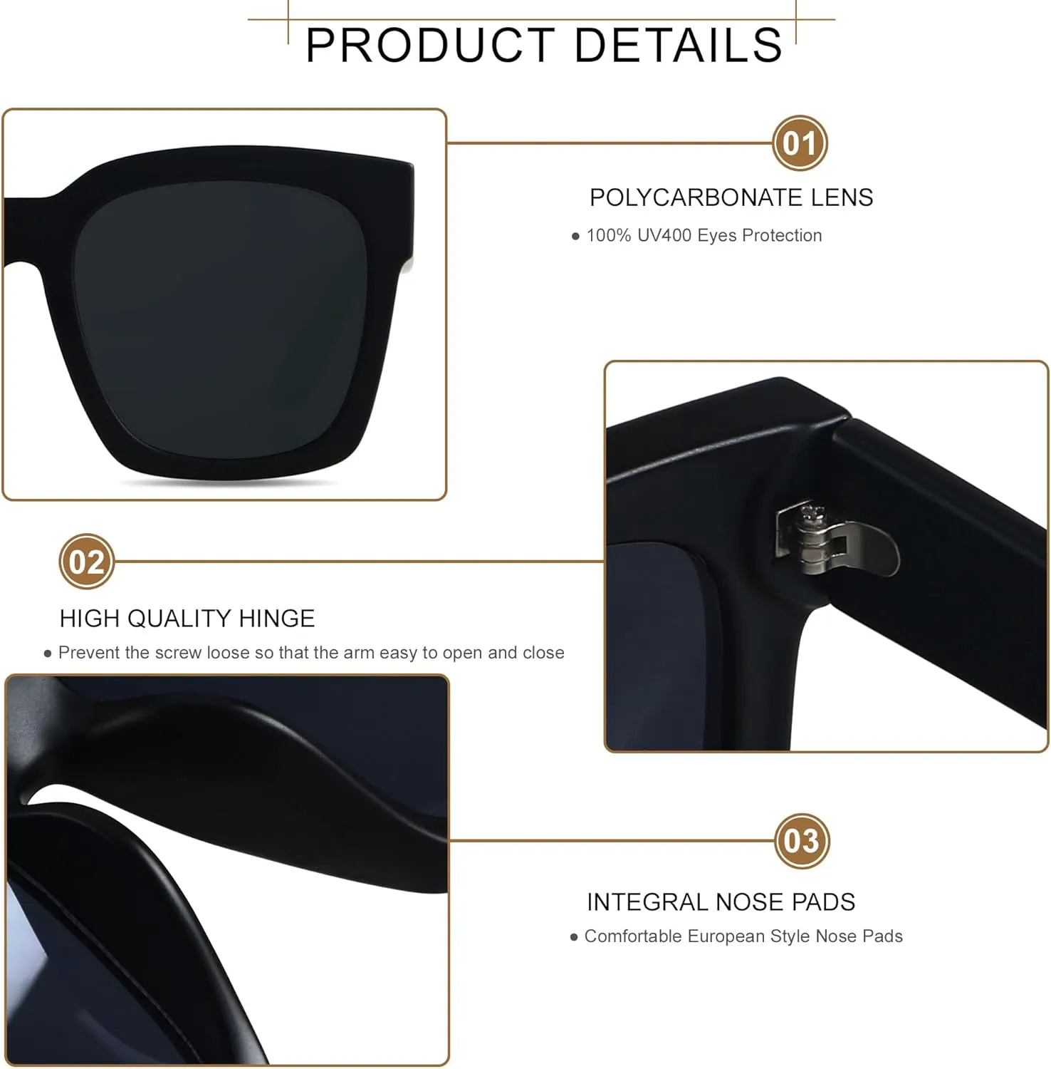 ANDWOOD Oversized Sunglasses for Women Big Large Square Wide Frame Shades Retro Trendy Fashion UV Protection