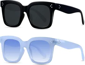 ANDWOOD Oversized Sunglasses for Women Big Large Square Wide Frame Shades Retro Trendy Fashion UV Protection