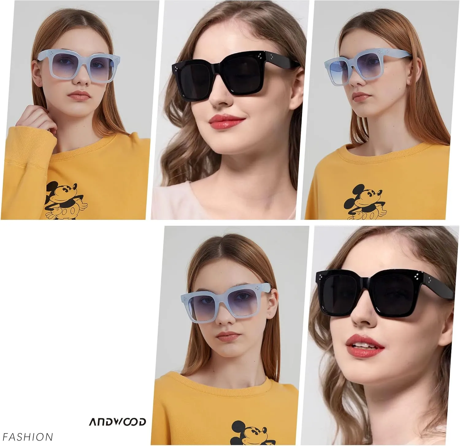 ANDWOOD Oversized Sunglasses for Women Big Large Square Wide Frame Shades Retro Trendy Fashion UV Protection