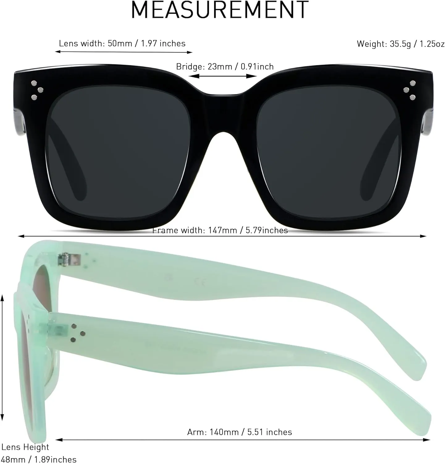 ANDWOOD Oversized Sunglasses for Women Big Large Square Wide Frame Shades Retro Trendy Fashion UV Protection