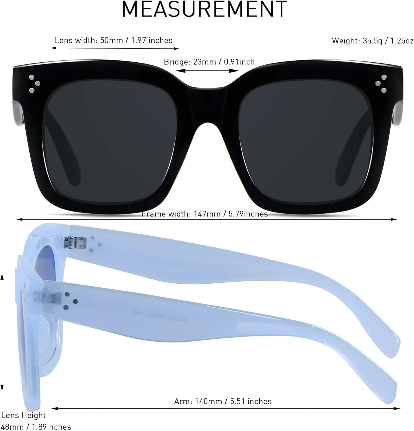 ANDWOOD Oversized Sunglasses for Women Big Large Square Wide Frame Shades Retro Trendy Fashion UV Protection