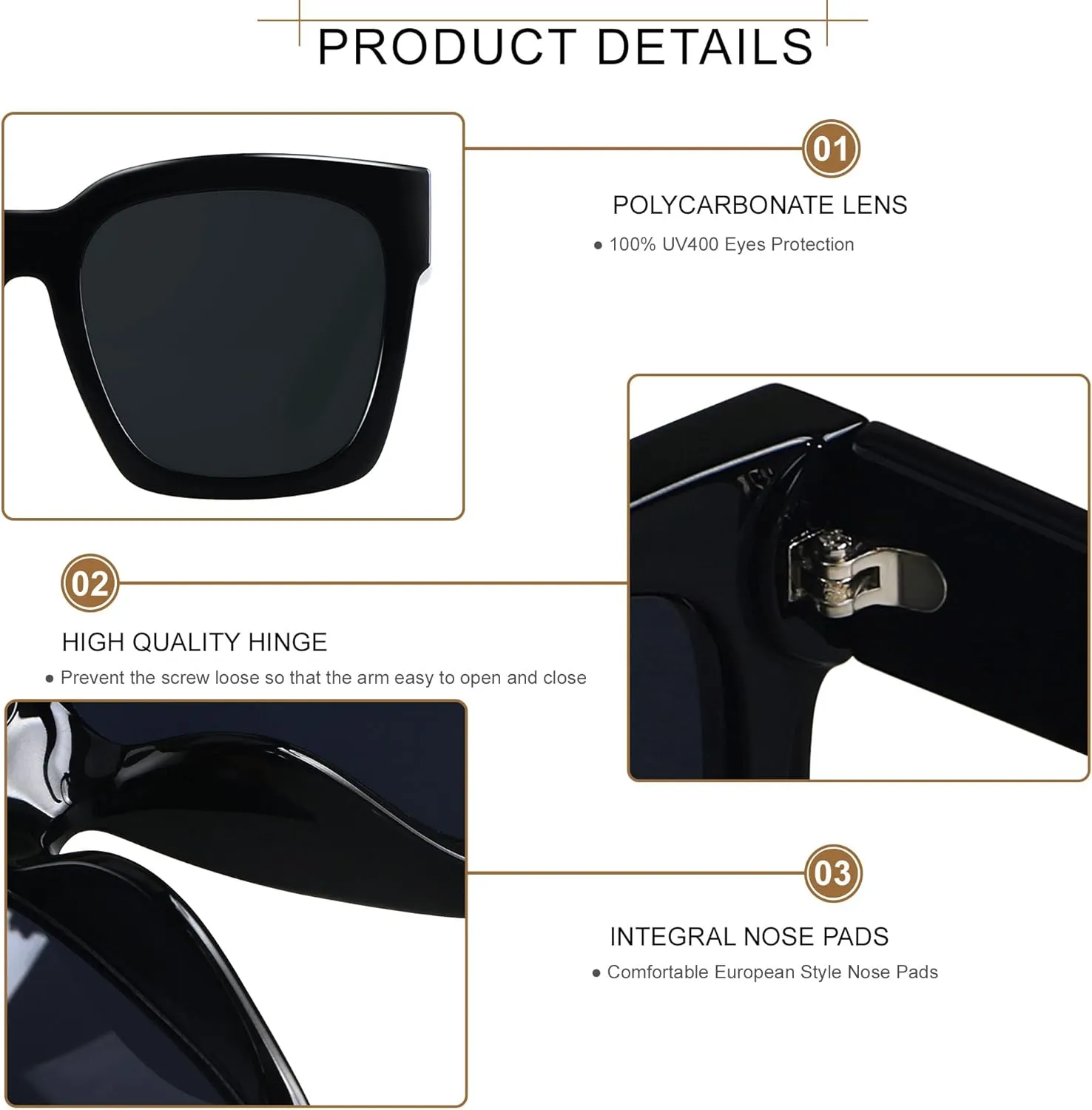 ANDWOOD Oversized Sunglasses for Women Big Large Square Wide Frame Shades Retro Trendy Fashion UV Protection