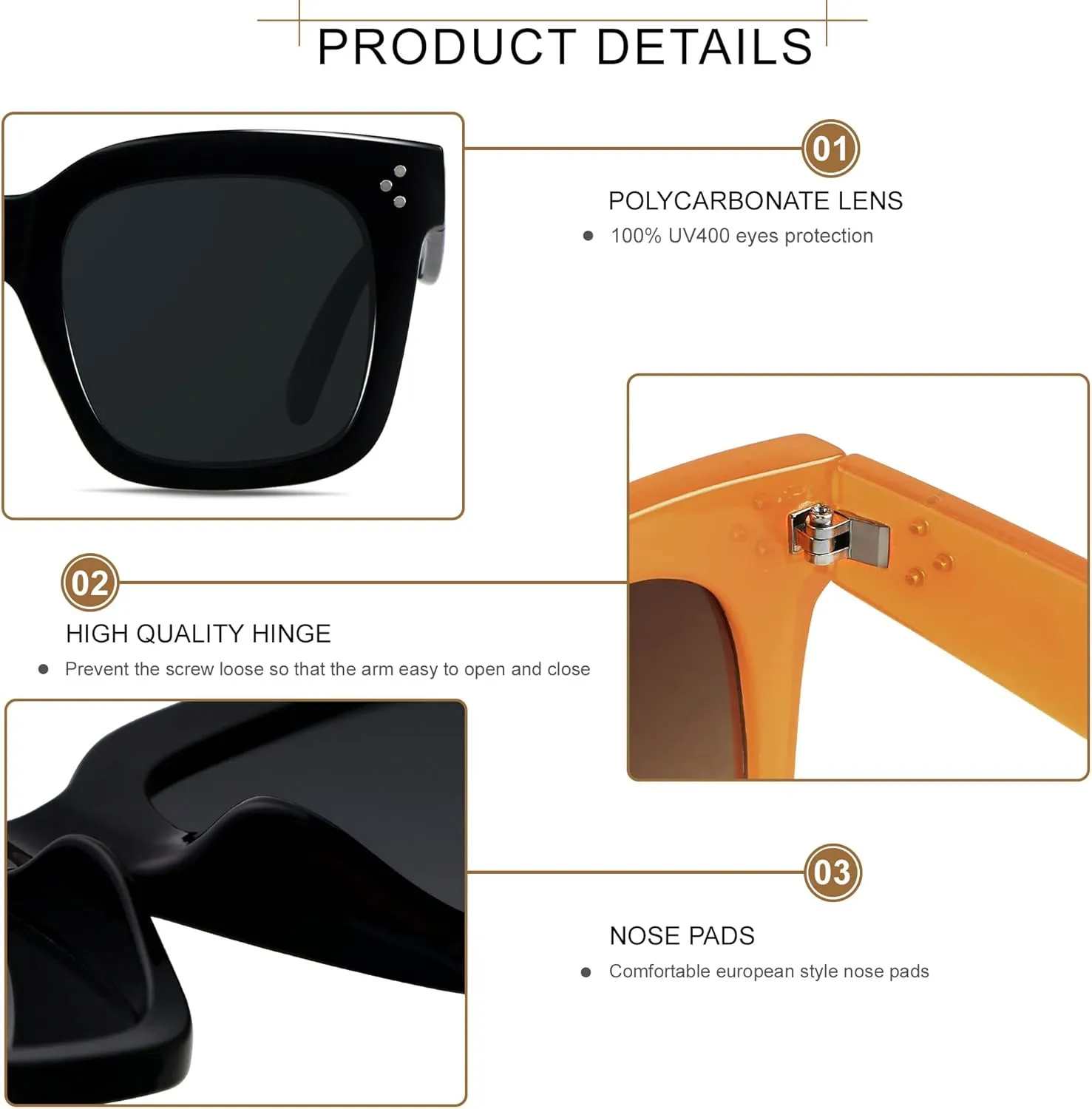 ANDWOOD Oversized Sunglasses for Women Big Large Square Wide Frame Shades Retro Trendy Fashion UV Protection