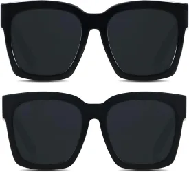 ANDWOOD Oversized Sunglasses for Women Big Large Square Wide Frame Shades Retro Trendy Fashion UV Protection