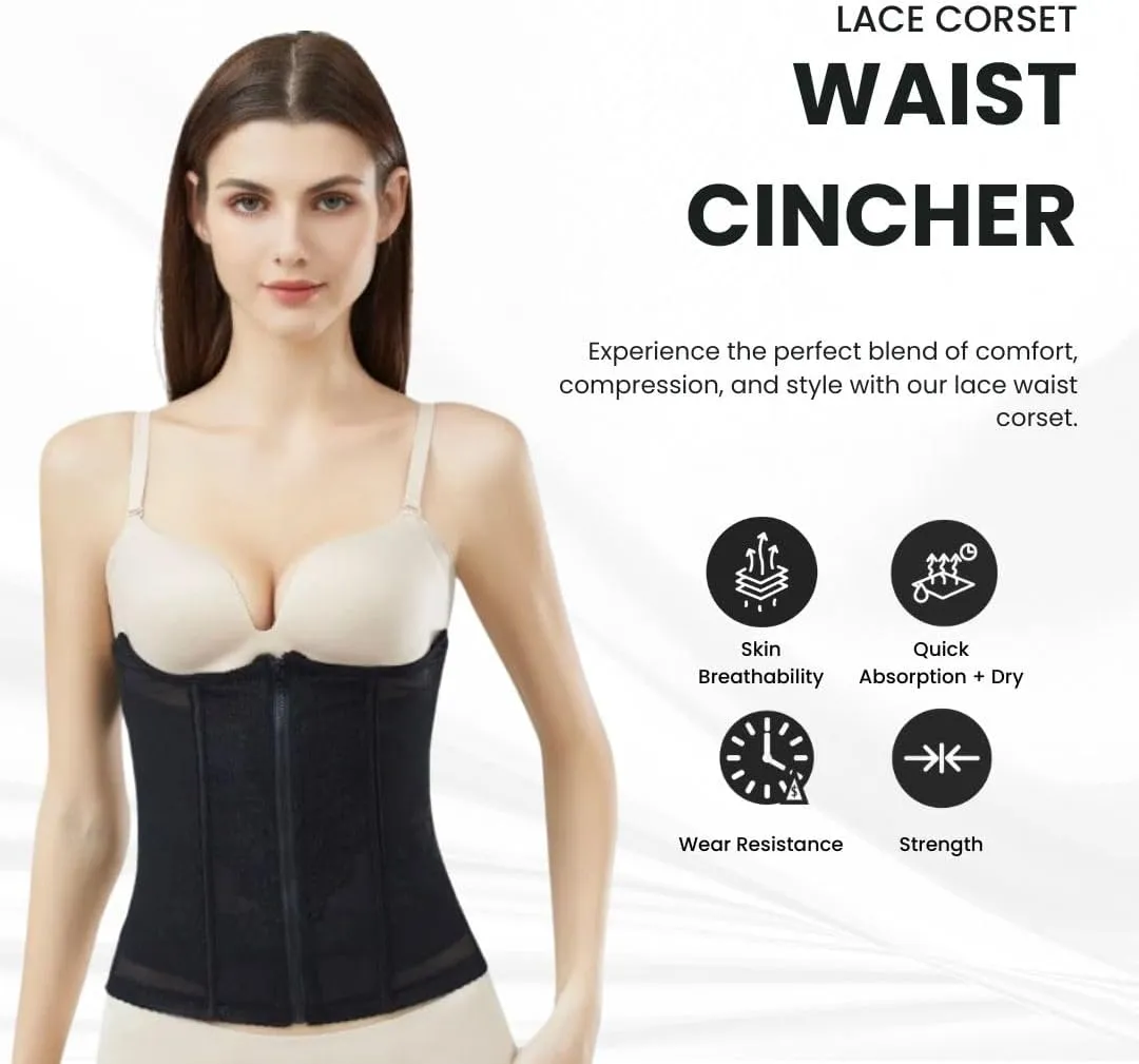 Angelica & Co Waist Trainer for Women, Spandex Lace Corset, Tummy Control, Hourglass, Body Shapper, postpartum