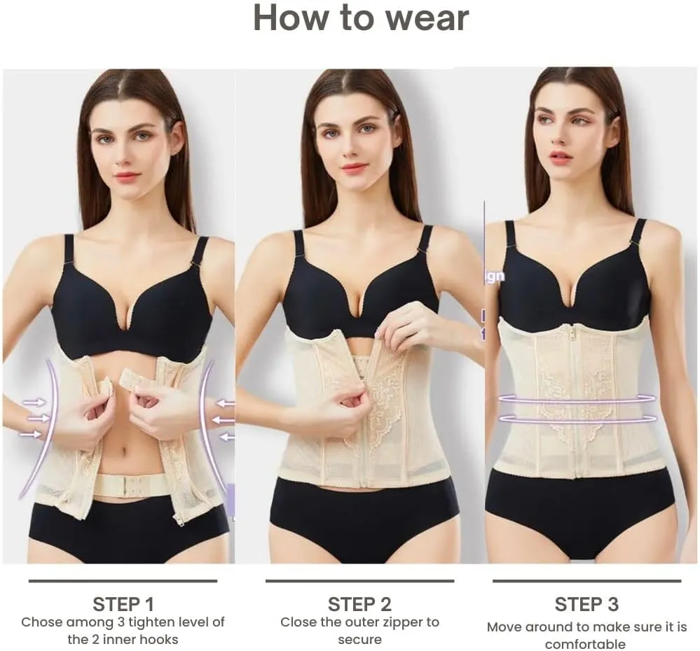 Angelica & Co Waist Trainer for Women, Spandex Lace Corset, Tummy Control, Hourglass, Body Shapper, postpartum