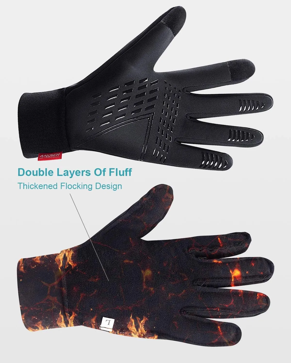 anqier Winter Gloves, Windproof Warm Touchscreen Gloves Men Women for Cycling Running Outdoor Activities