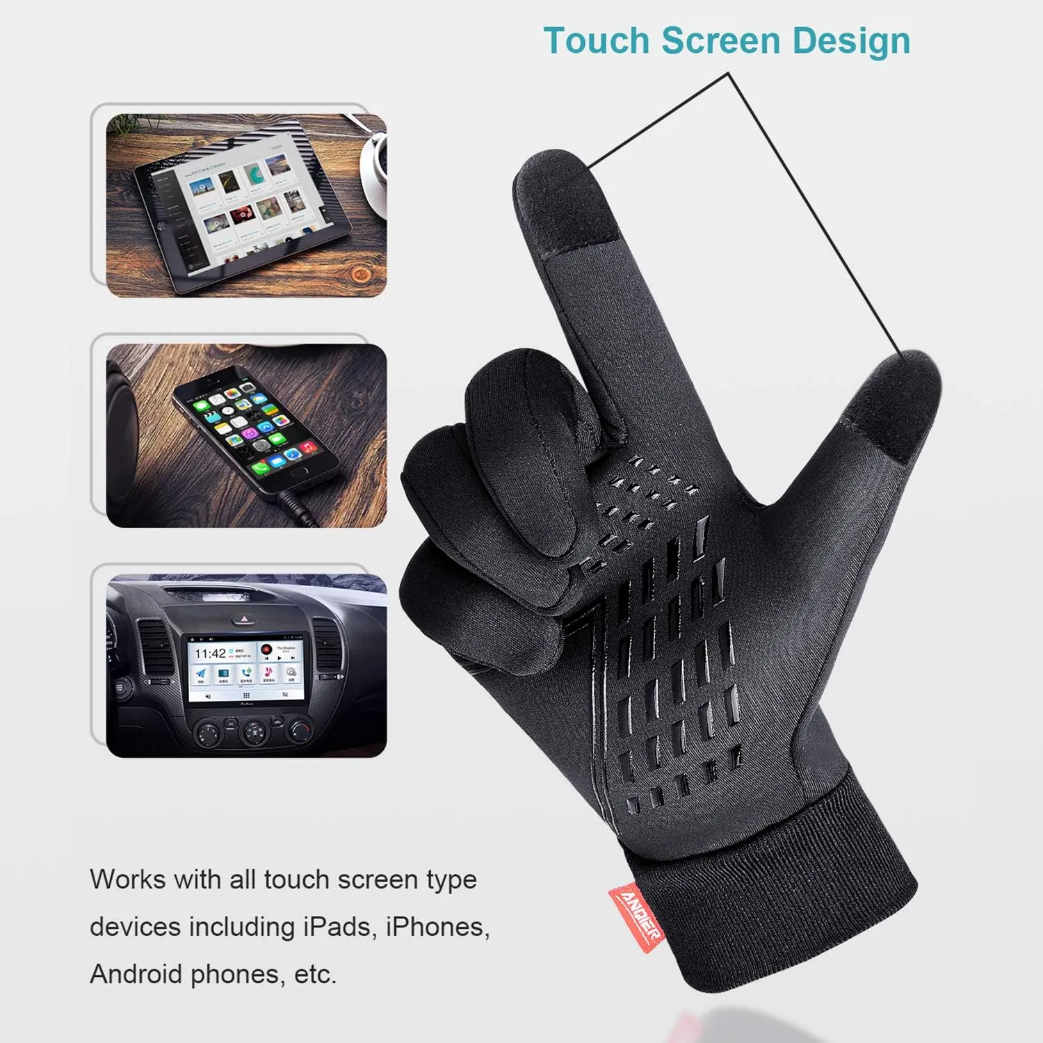 anqier Winter Gloves, Windproof Warm Touchscreen Gloves Men Women for Cycling Running Outdoor Activities
