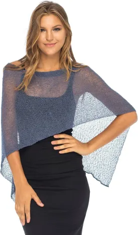 Back From Bali Womens Sheer Poncho Shrug Bolero, Lightweight Summer Shrug Pullover Sweater
