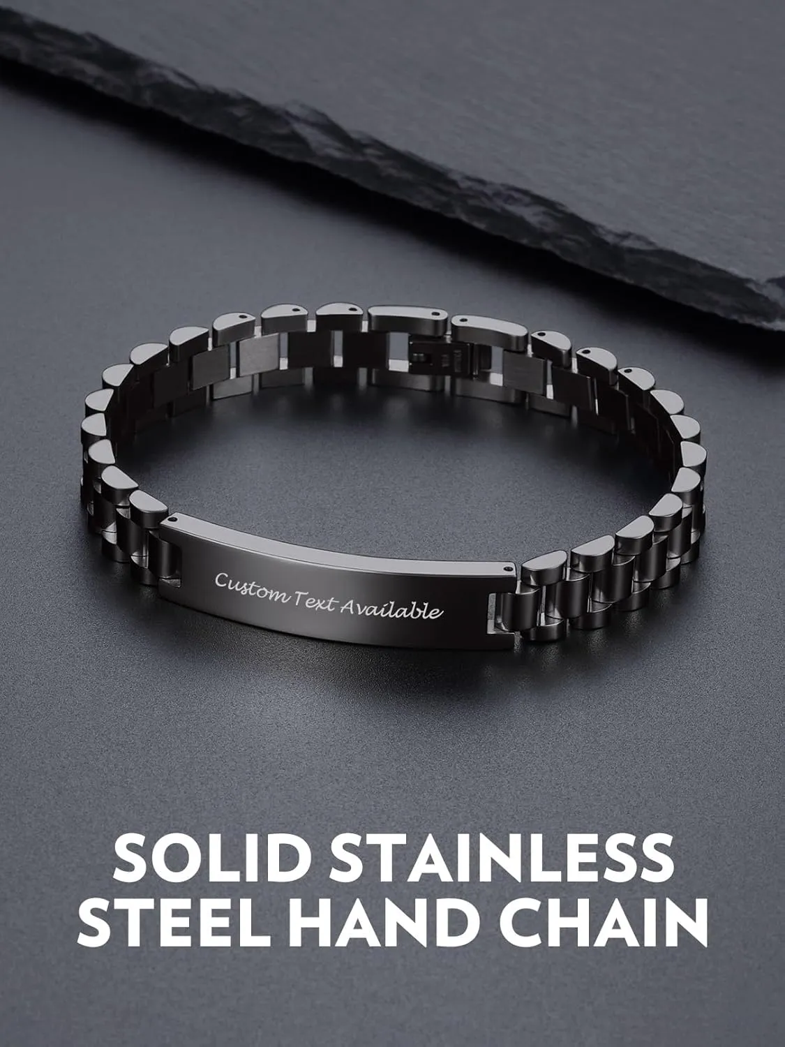 Bandmax Stainless Steel Watch Strap Link Chain Bracelets 10MM/15MM Waterproof Chic Chunky Fake Watch Hand Chain Wristbands Gift for Men Women, Custom Available