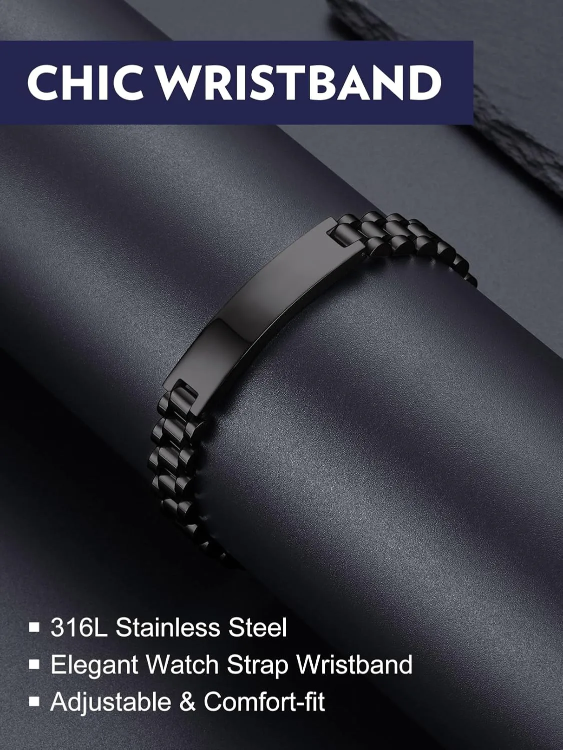 Bandmax Stainless Steel Watch Strap Link Chain Bracelets 10MM/15MM Waterproof Chic Chunky Fake Watch Hand Chain Wristbands Gift for Men Women, Custom Available