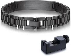 Bandmax Stainless Steel Watch Strap Link Chain Bracelets 10MM/15MM Waterproof Chic Chunky Fake Watch Hand Chain Wristbands Gift for Men Women, Custom Available