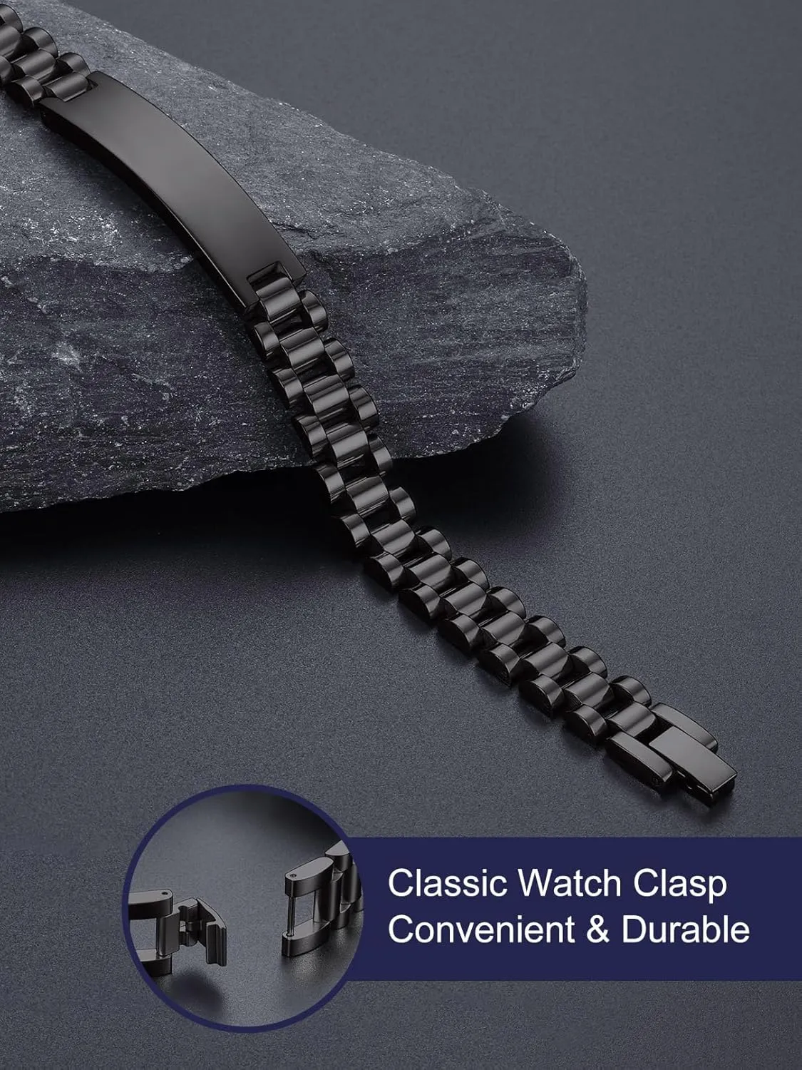 Bandmax Stainless Steel Watch Strap Link Chain Bracelets 10MM/15MM Waterproof Chic Chunky Fake Watch Hand Chain Wristbands Gift for Men Women, Custom Available