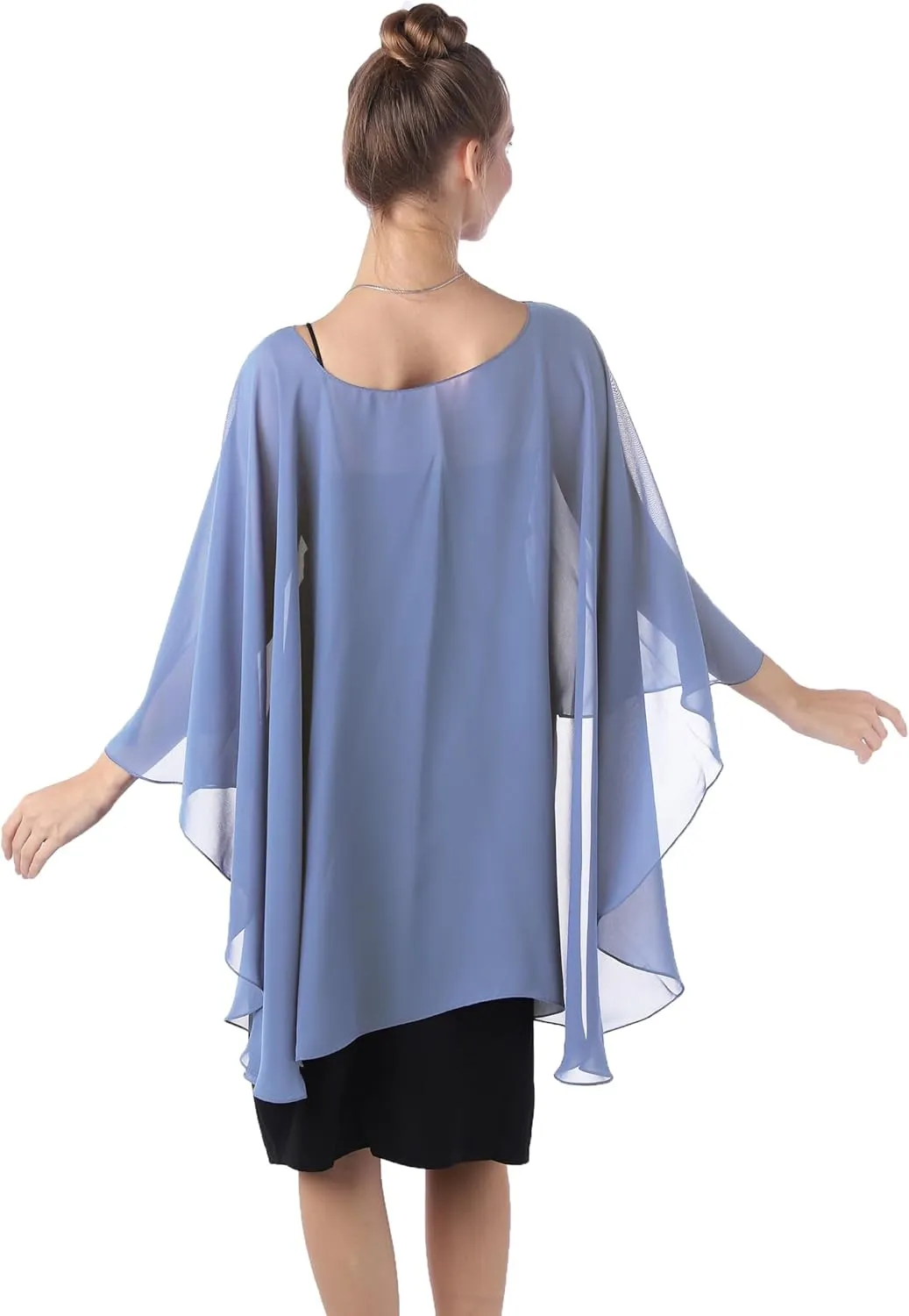 Baoqiya Chiffon Capes Sheer Capelets Long Cape Poncho For Women Plus Size