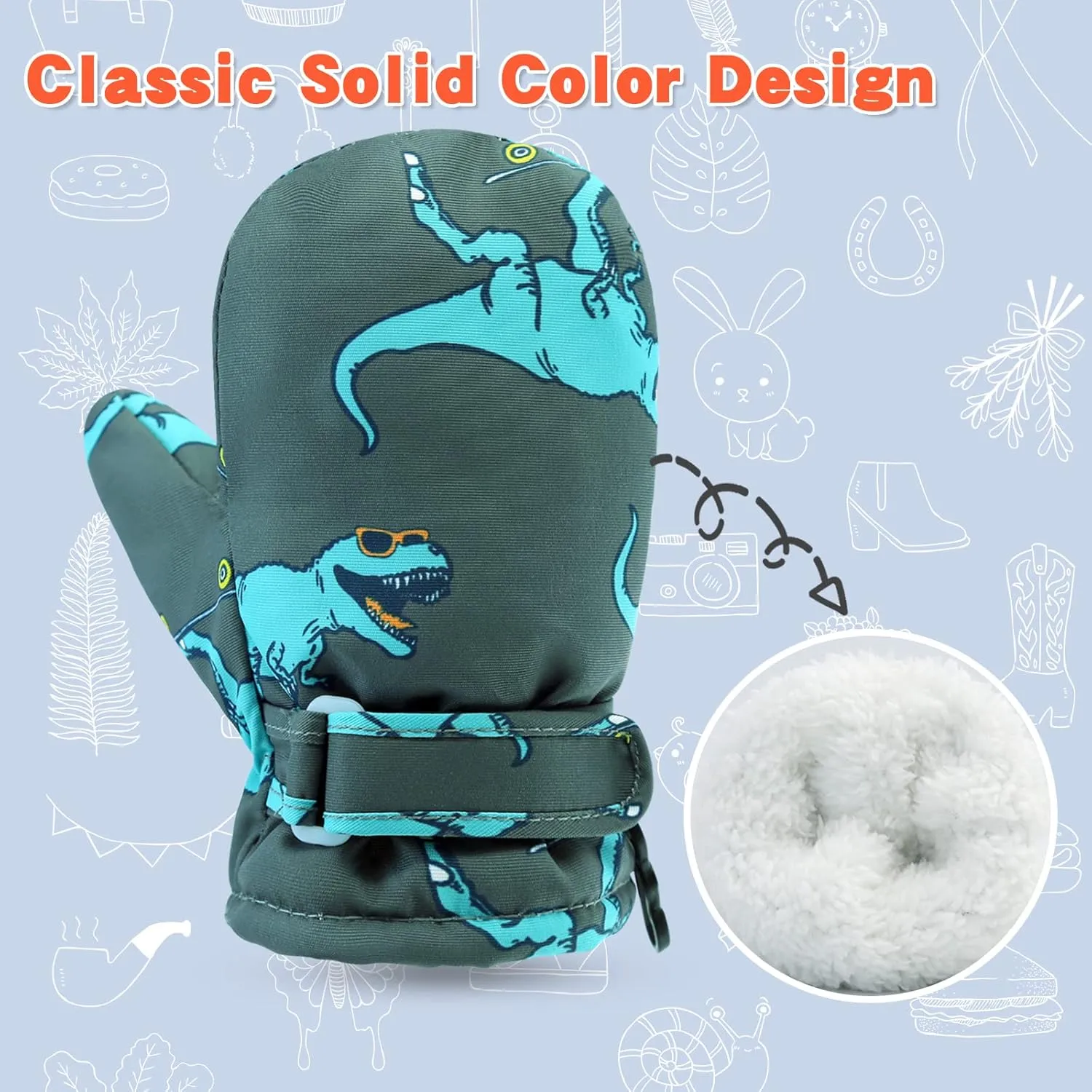 BAVST Toddler Waterproof Mittens Fleece Lined Baby Boys Girls Winter Warm Glove Kids Snow Infant Ski Mitten for 3M-5T