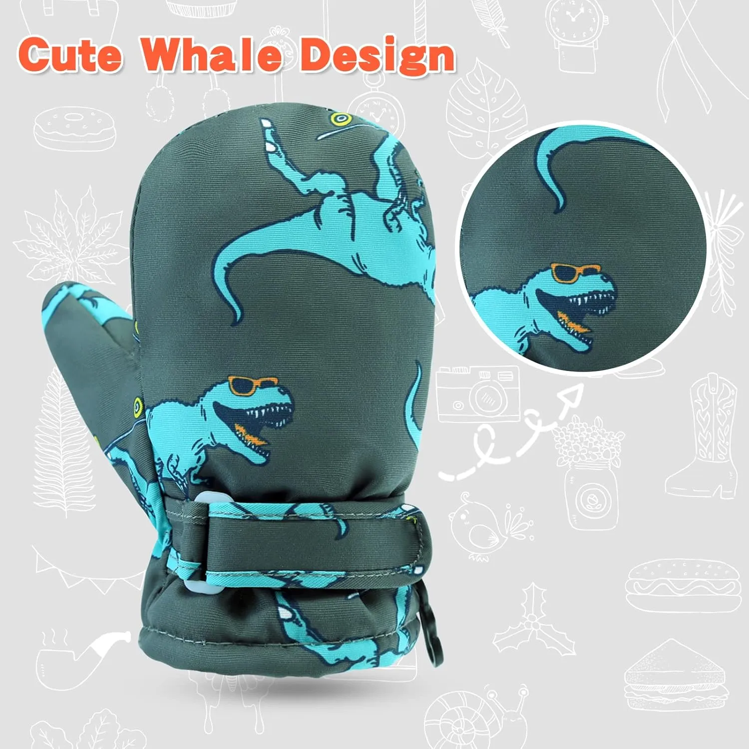 BAVST Toddler Waterproof Mittens Fleece Lined Baby Boys Girls Winter Warm Glove Kids Snow Infant Ski Mitten for 3M-5T