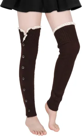 Benefeet Sox Womens Leg Warmers 80s Crochet Cable Knit Thigh High Boot Socks Long Over Knee High Footless Socks Leg Warmer