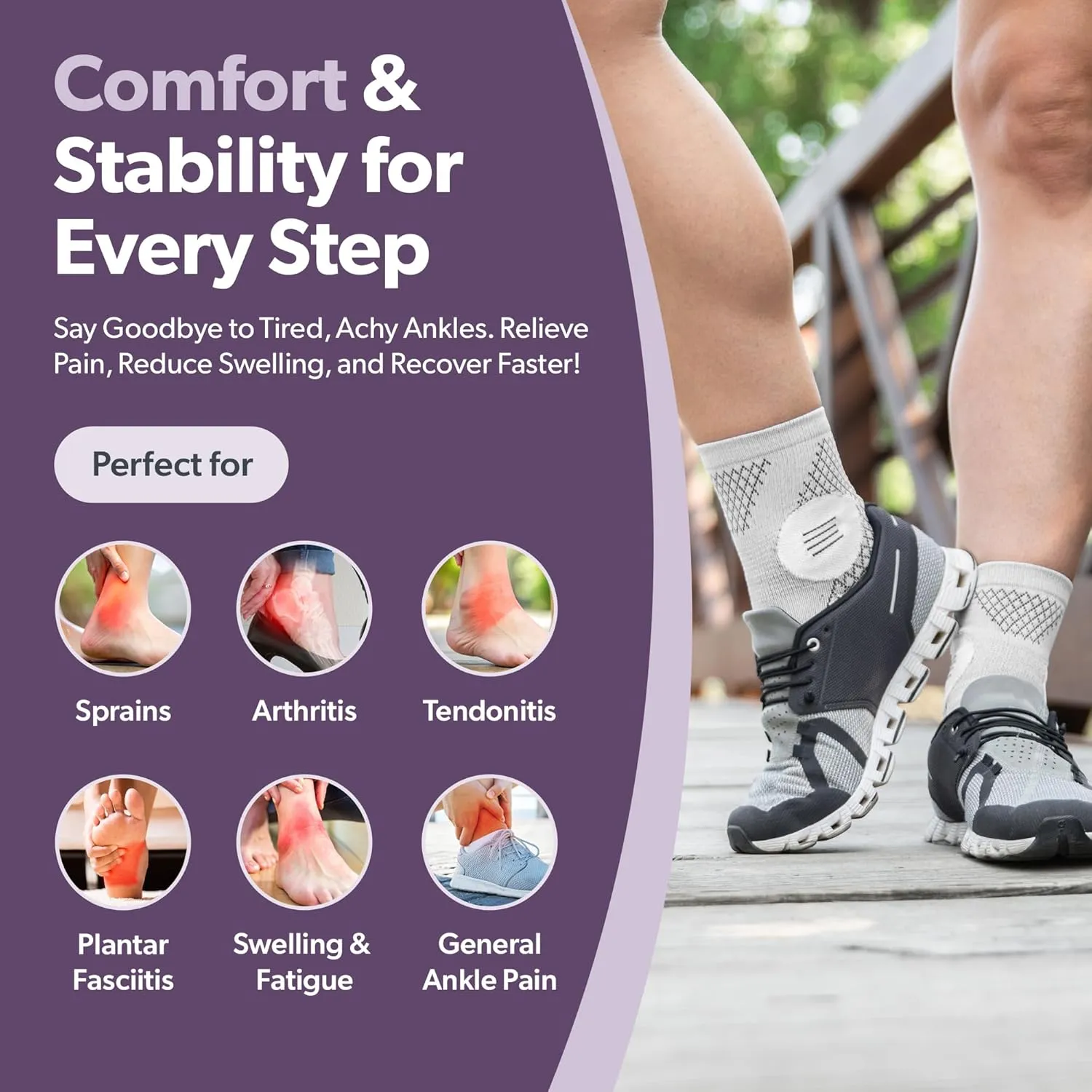 BraceAbility Ankle Compression Socks Support Sleeve  (1 Pair) Foot Brace for Plantar Fasciitis Relief, Achilles Tendonitis, Arthritis, Sprained Ankle Wrap for Women or Men (S - Black)