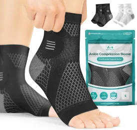 BraceAbility Ankle Compression Socks Support Sleeve  (1 Pair) Foot Brace for Plantar Fasciitis Relief, Achilles Tendonitis, Arthritis, Sprained Ankle Wrap for Women or Men (S - Black)