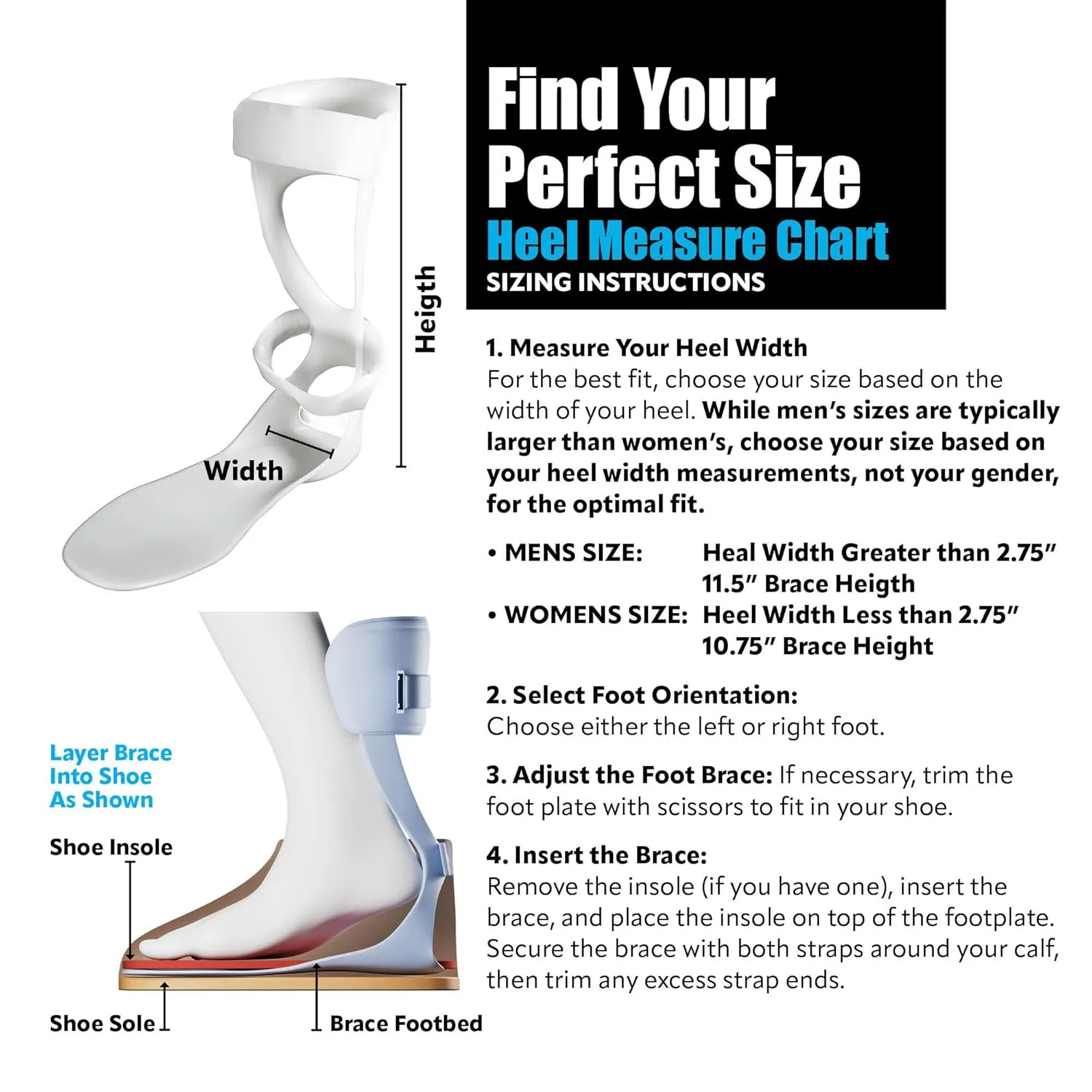 BraceOn AFO Swedish Drop Foot Stabilizer for Walking and Exercise, Drop Foot Braces for Men, AFO Brace & Foot Drop Braces, Foot Boot for Injured Foot, Men, Left