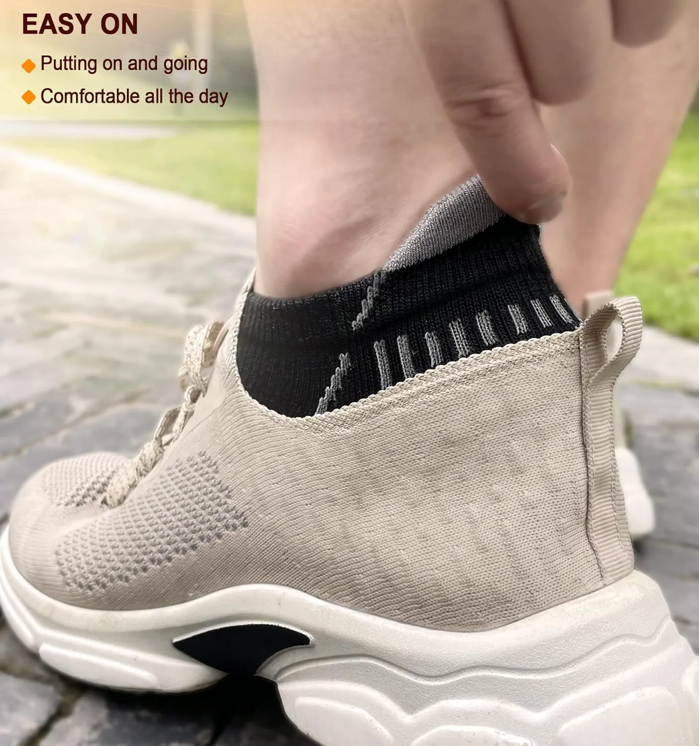 BULLIANT Men Running Socks 6Pairs-Ankle Athletic Socks Wicking Cushioned for Men Walking-Arch Compression Support