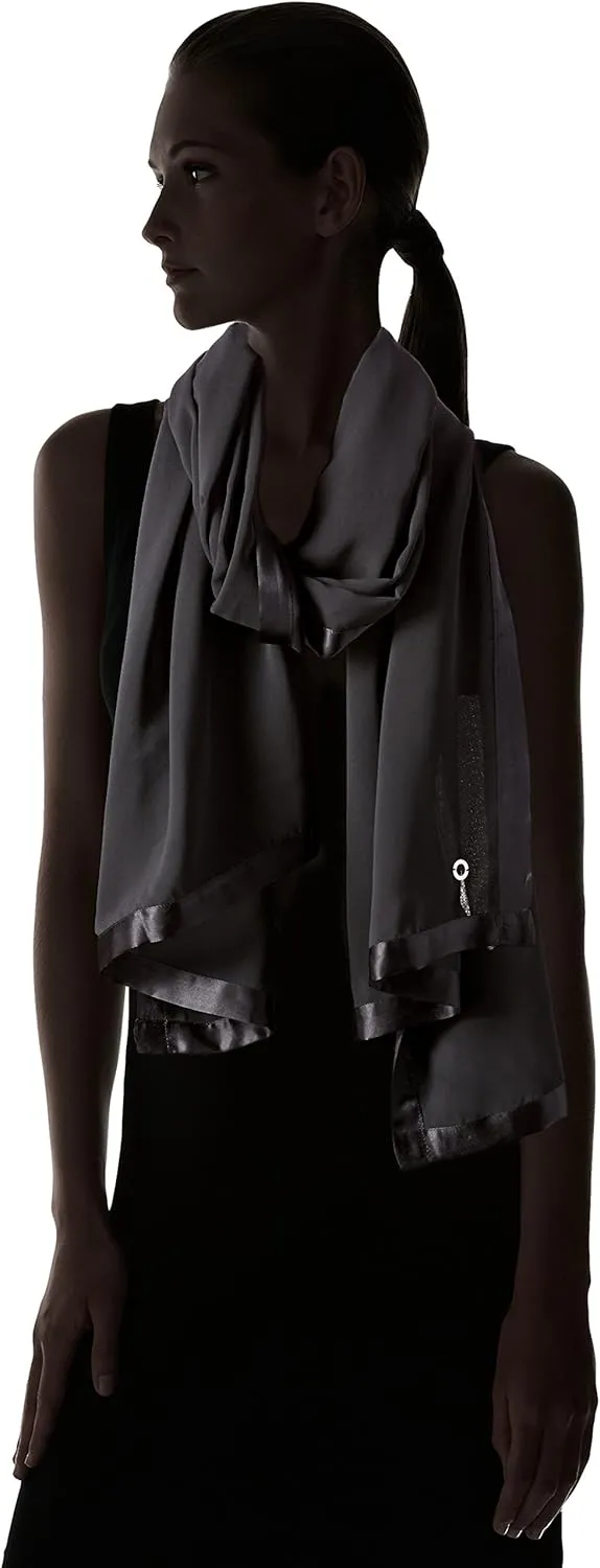 Calvin Klein womens Satin Border Chiffon Scarf