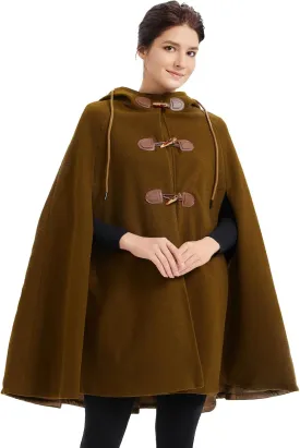 Cape Coat Women Hooded Poncho Cloak Vintage Plus Size Outwear Winter