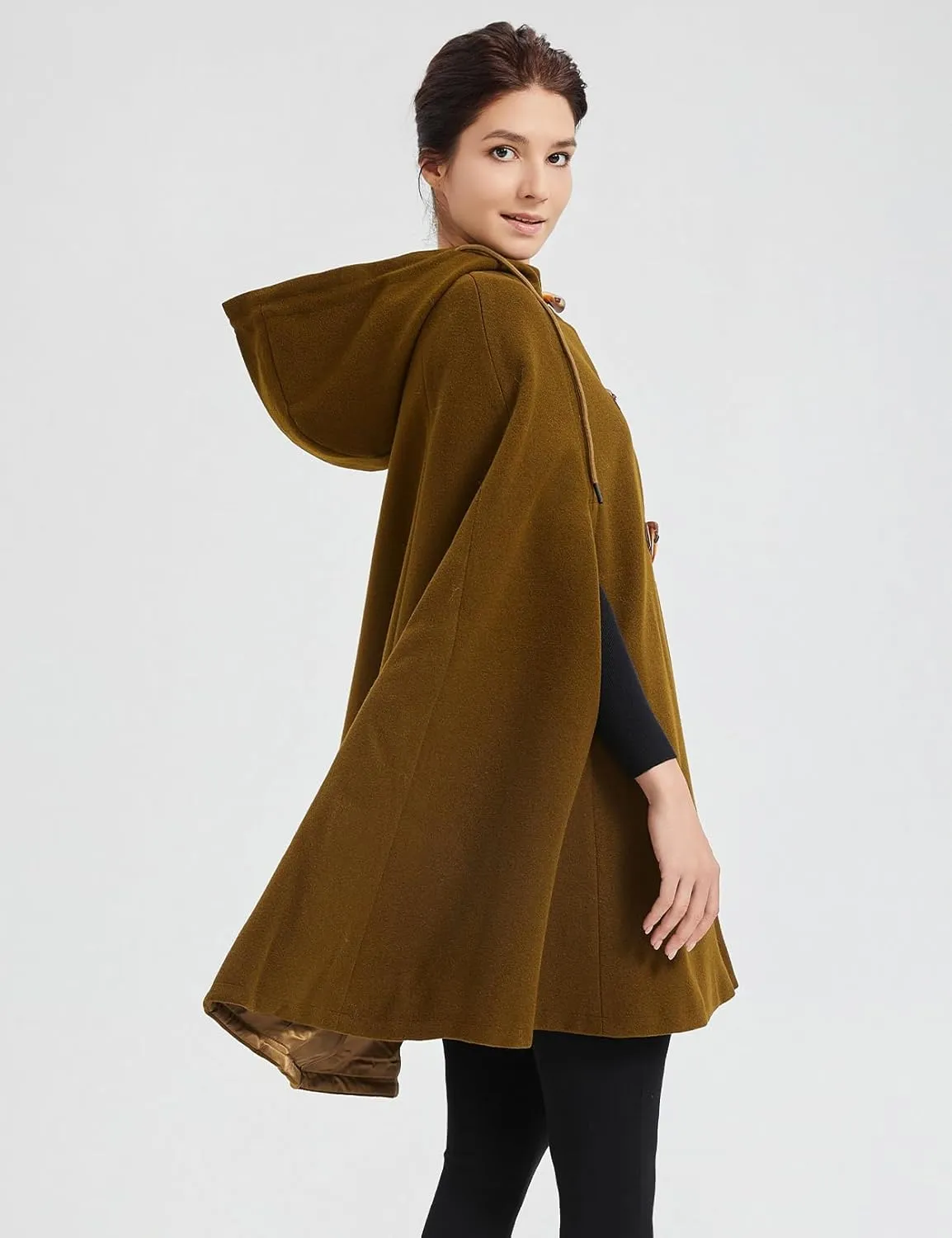 Cape Coat Women Hooded Poncho Cloak Vintage Plus Size Outwear Winter