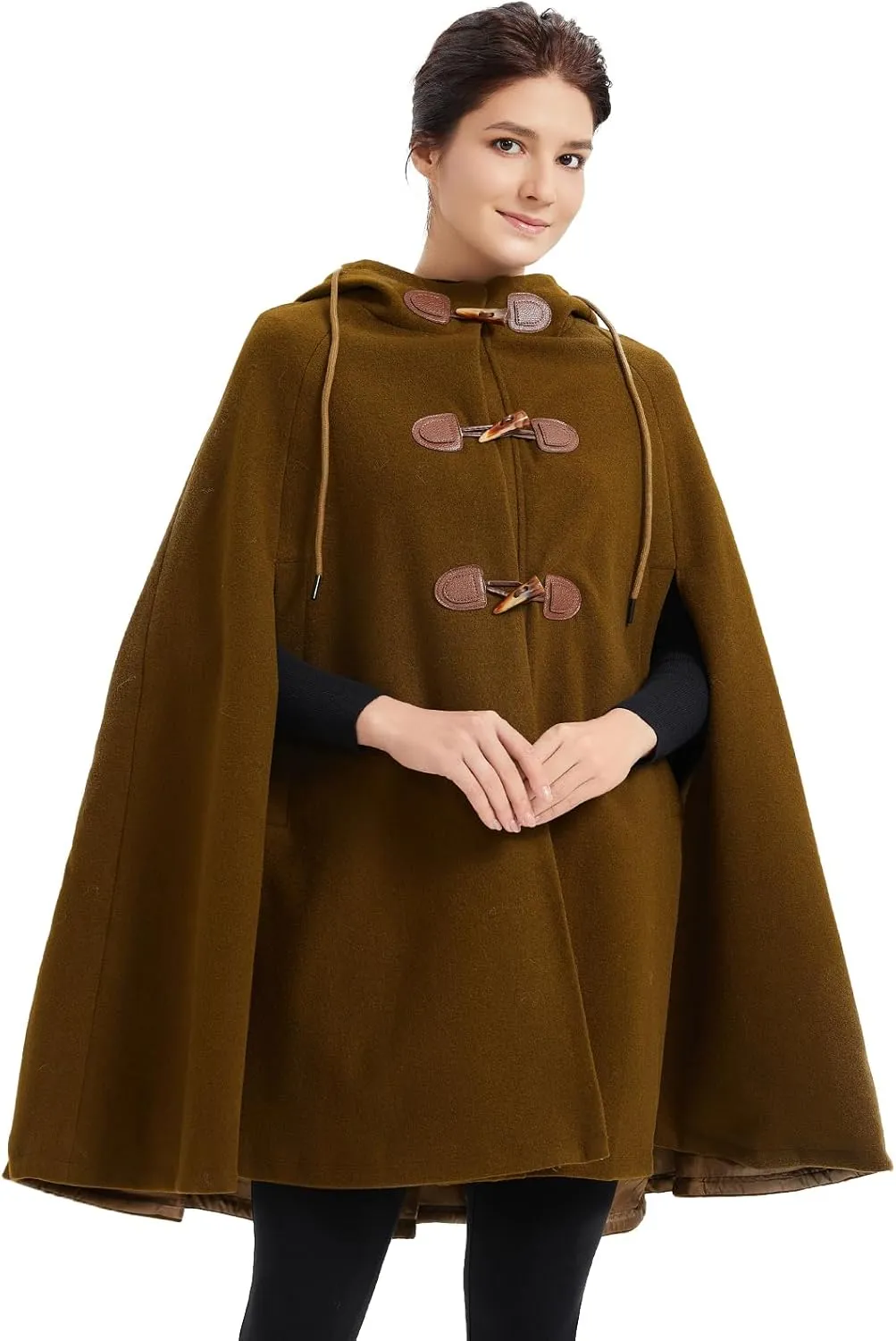 Cape Coat Women Hooded Poncho Cloak Vintage Plus Size Outwear Winter