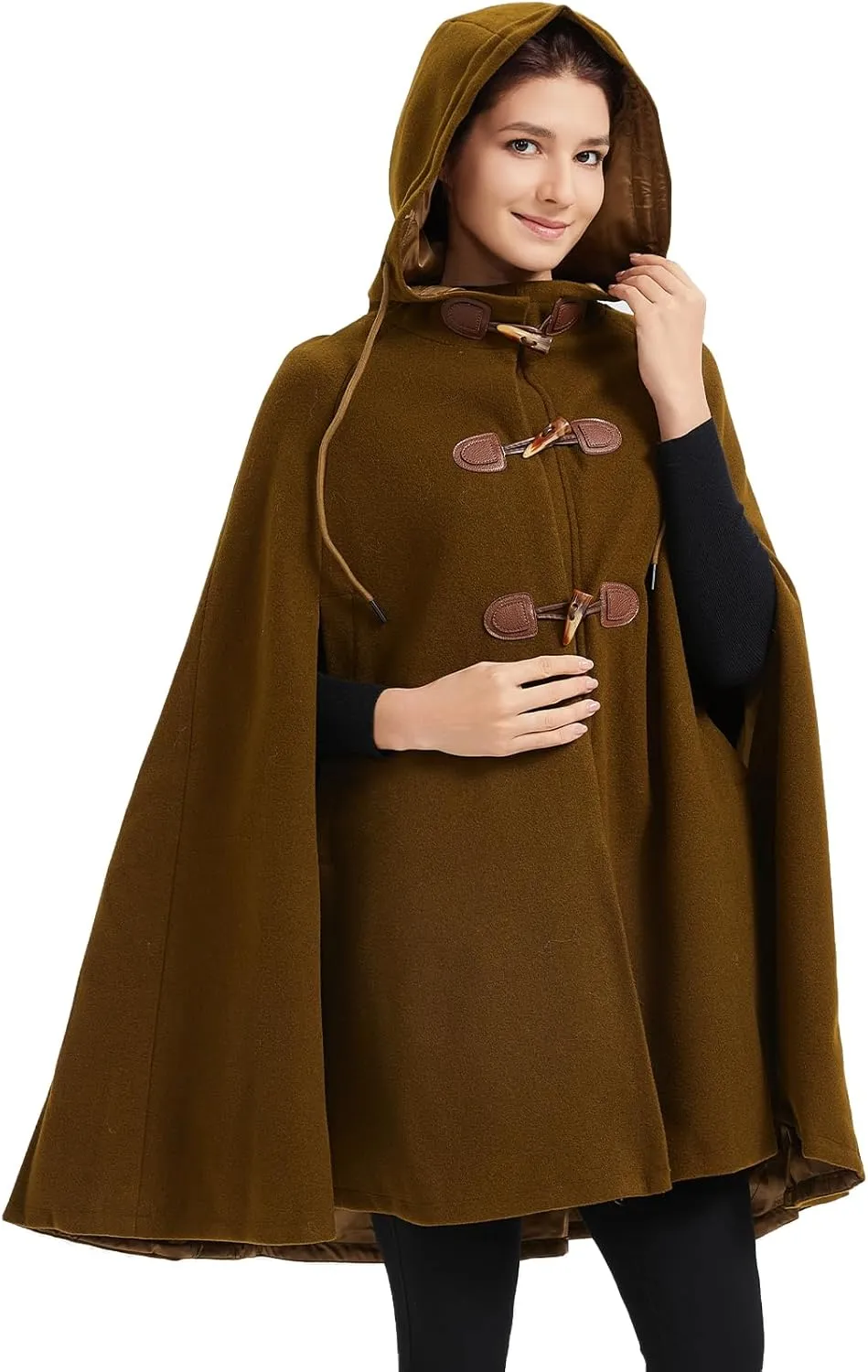 Cape Coat Women Hooded Poncho Cloak Vintage Plus Size Outwear Winter