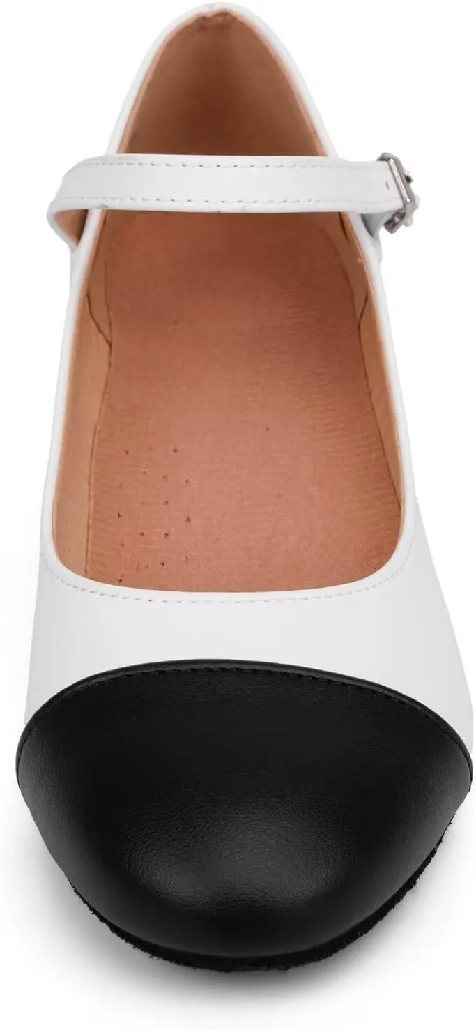 Character Shoes for Women Dance Shoes,Stylish Ankle Strap Low Heels for Ballroom,Salsa,Tango
