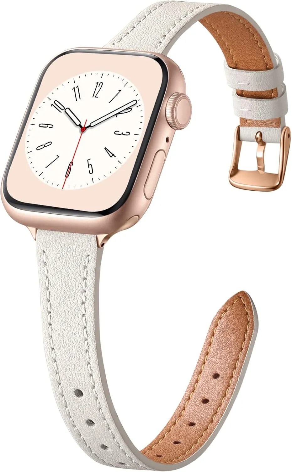 Charlam Slim Leather Band Compatible with Apple Watch Band 40mm 38mm 41mm 42mm 44mm 45mm 46mm Women,Top Grain Genuine Leather Strap Thin Watch Wristband for iWatch Series 10 9 8 7 6 5 4 3 2 1 SE Ultra