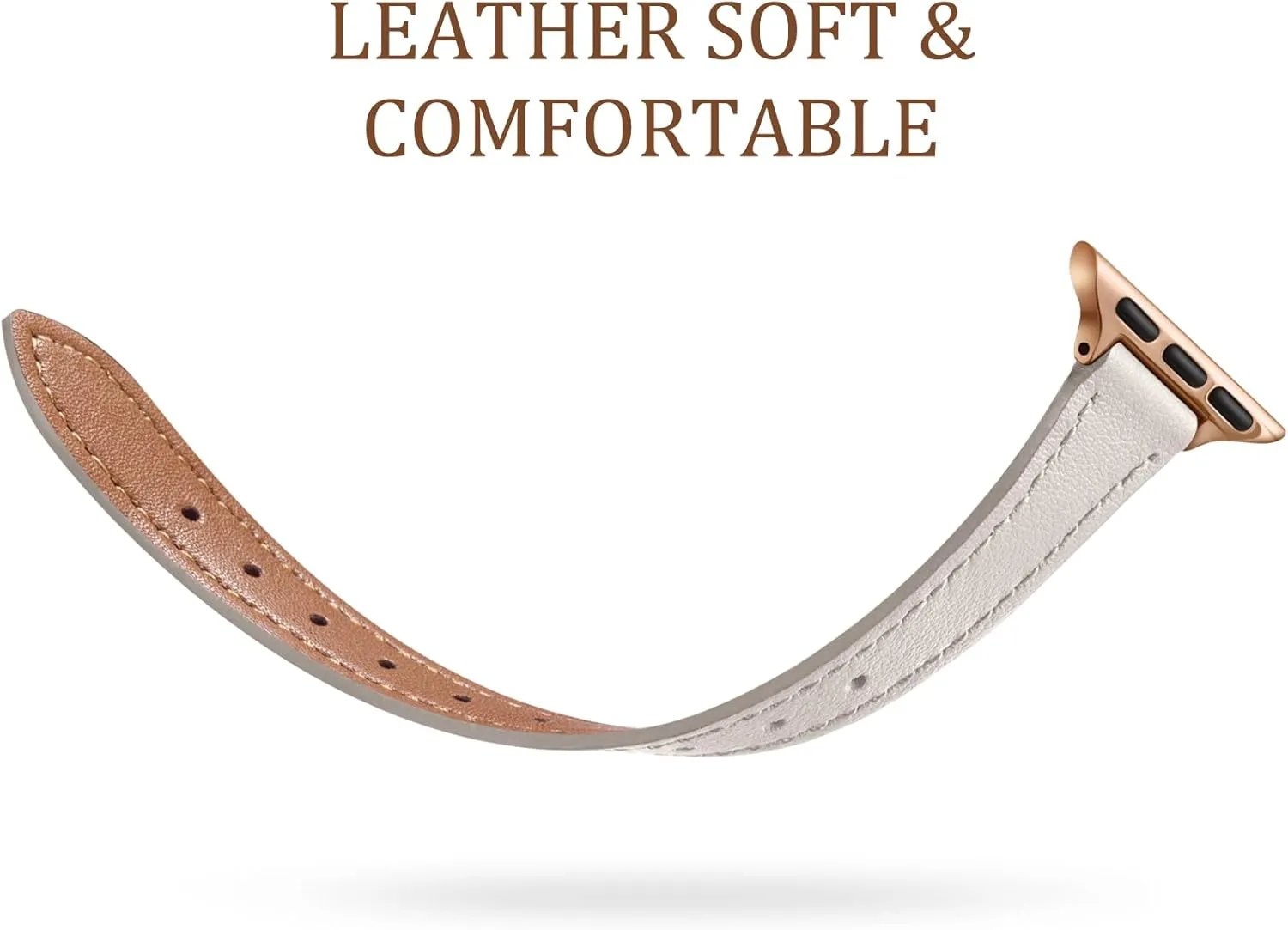 Charlam Slim Leather Band Compatible with Apple Watch Band 40mm 38mm 41mm 42mm 44mm 45mm 46mm Women,Top Grain Genuine Leather Strap Thin Watch Wristband for iWatch Series 10 9 8 7 6 5 4 3 2 1 SE Ultra