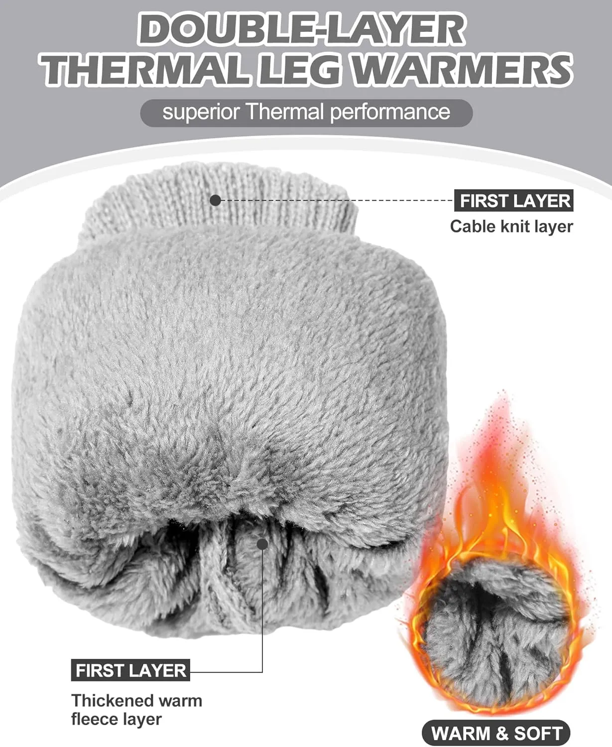 Chuarry Winter Fleece Lined Leg Warmer for Women Knit Long Boot Socks Double Layer Skating Warmth