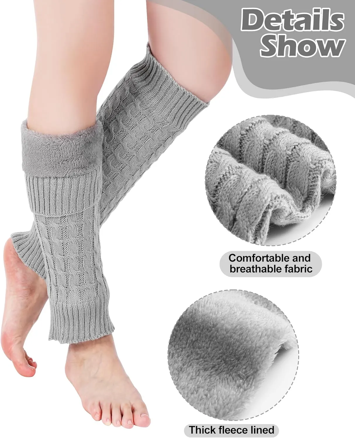 Chuarry Winter Fleece Lined Leg Warmer for Women Knit Long Boot Socks Double Layer Skating Warmth