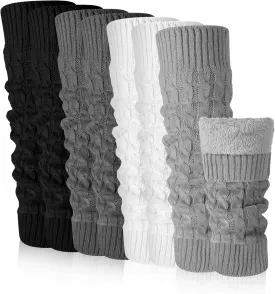 Chuarry Winter Fleece Lined Leg Warmer for Women Knit Long Boot Socks Double Layer Skating Warmth