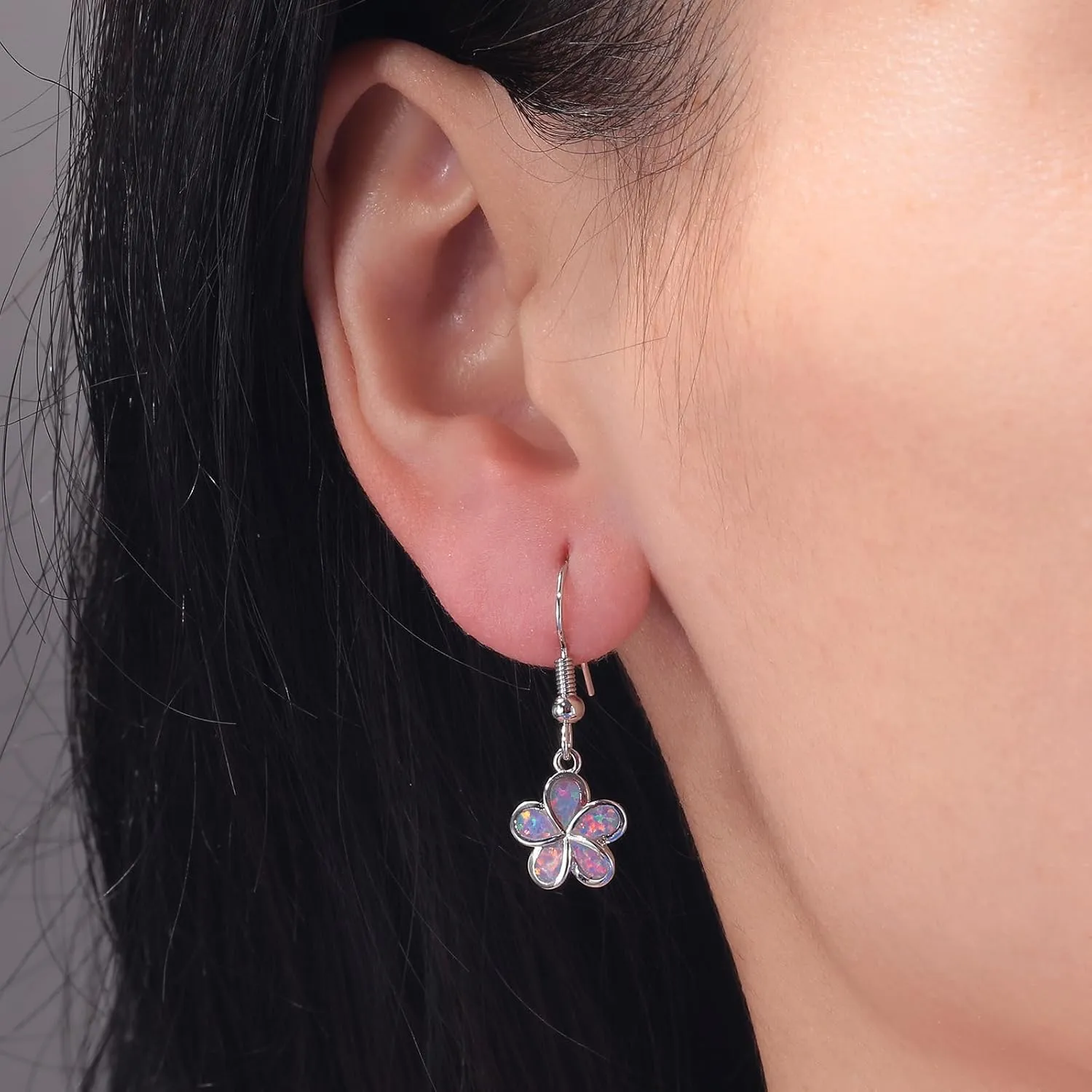 CiNily Gold Plated Flower Shaped Opal Hypoallergenic Stud Earrings Flower Dangle Drop Earrings Jewelry Gift for Women Girls Gemstone Earrings