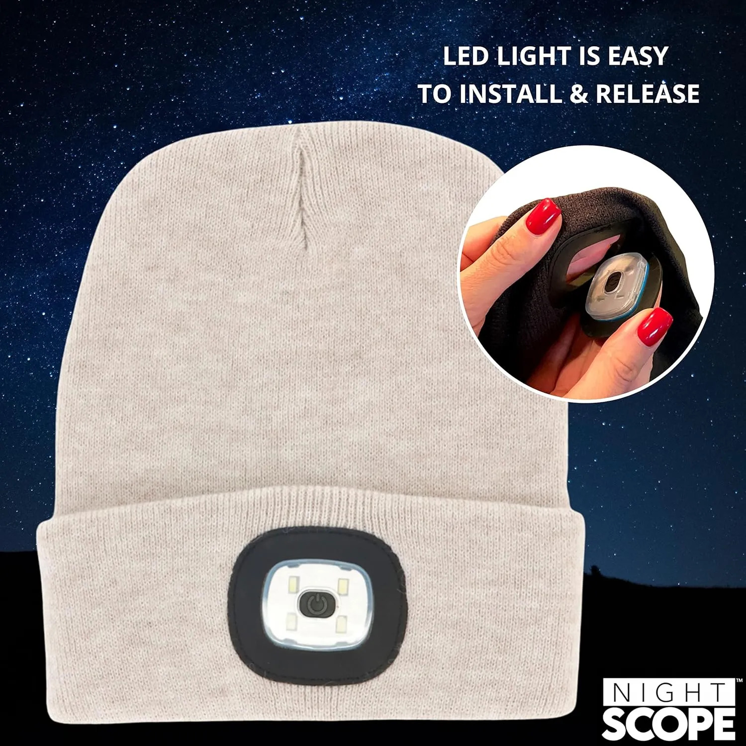 Classic Rechargeable LED Warm Knit Beanie Head Light Hat Headlamp for Outdoor Activities