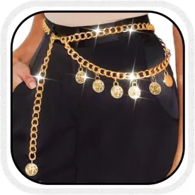 CLOACE Layered Coins Waist Chain Gold Coin Body Chain Fashion Nightclub Adjustable Belly Body Jewelry Accessories for Women
